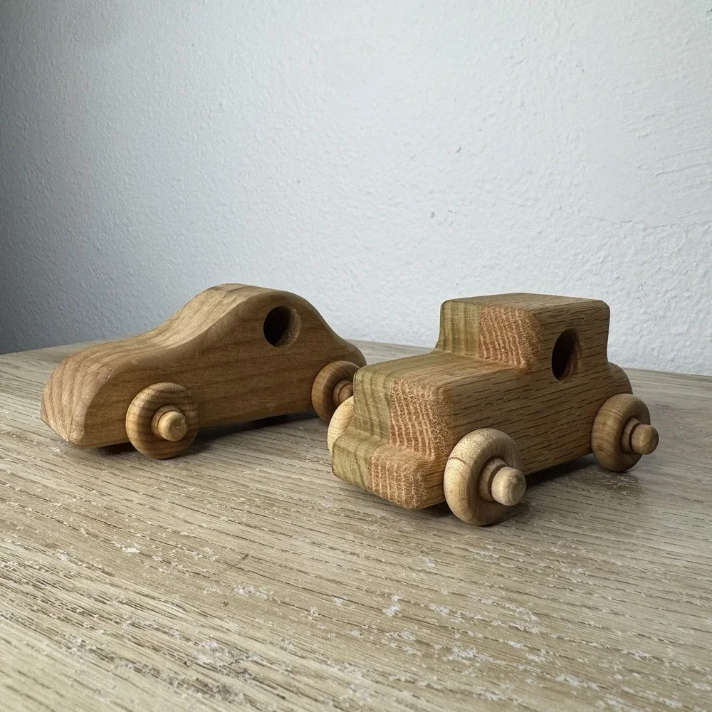 Handmade Carved Wood Cars Set of‎ 2 Race Car / Model T - Toysforblessings